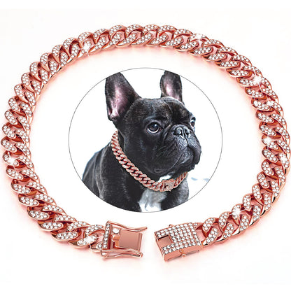 Rhinestone Chain Cuban Dog Collar