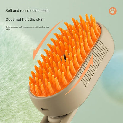 3-in-1 Pet Steam Massage Brush with handle