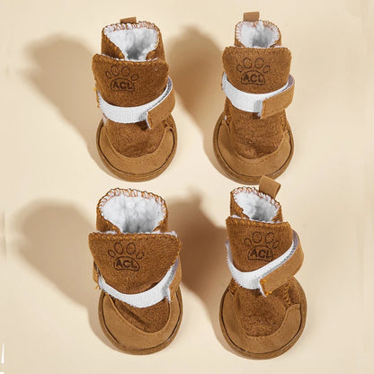 4Pcs Set of Winter Dog Shoes for Comfort and Warmth