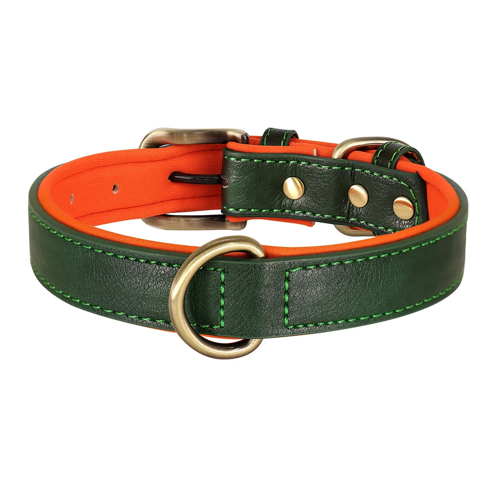 Soft Padded PU Adjustable Leather Dog Collar for Small and Medium Dogs