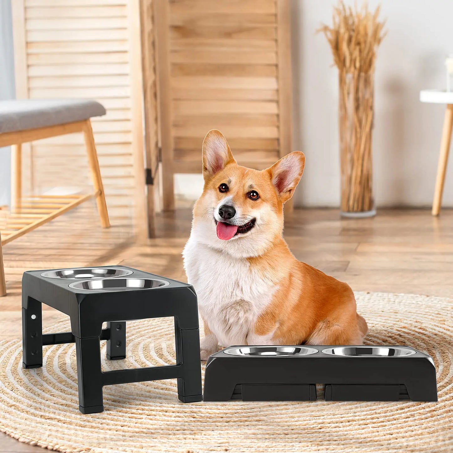 Elevated Pet Feeder Adjustable Height