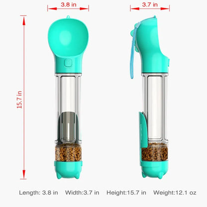 500ml Portable Pet Water Bottle and Food Feeder with Poop Dispenser