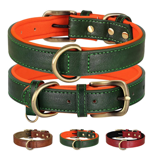 Soft Padded PU Adjustable Leather Dog Collar for Small and Medium Dogs