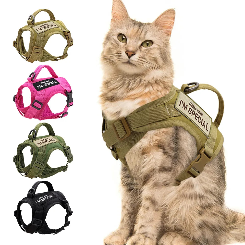 Nylon Tactical Cat Harness Vest with Handle