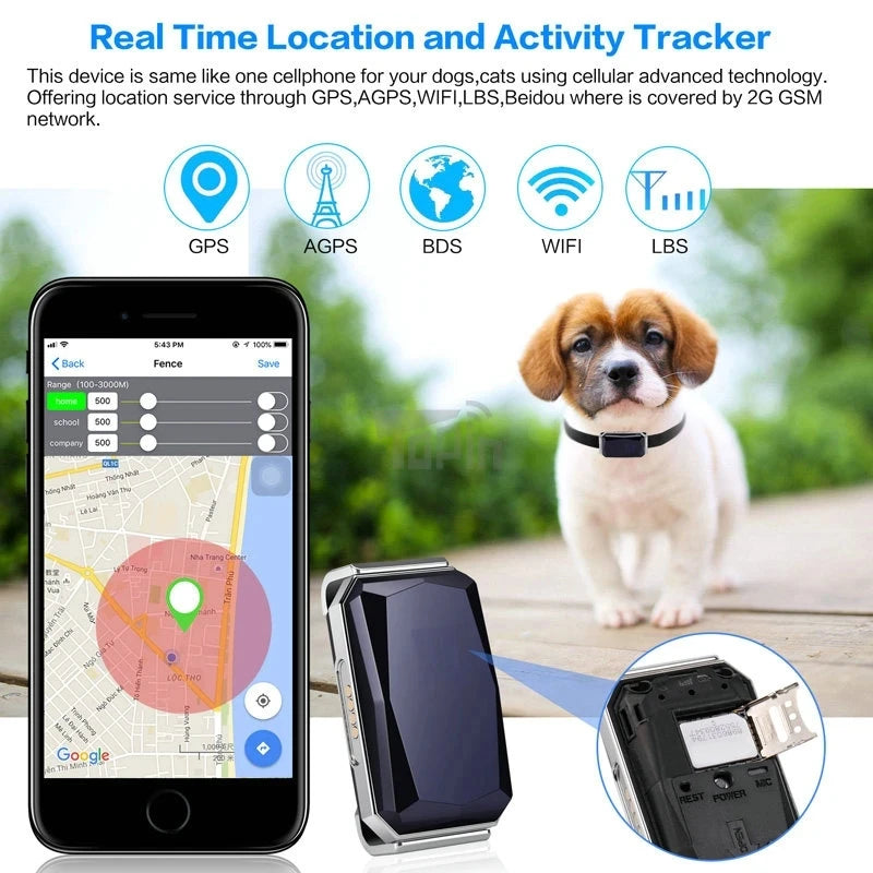 Pet GPS Locator Smart IP67 Waterproof Location Collar for Cats and Dogs