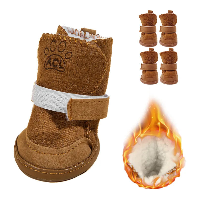 4Pcs Set of Winter Dog Shoes for Comfort and Warmth