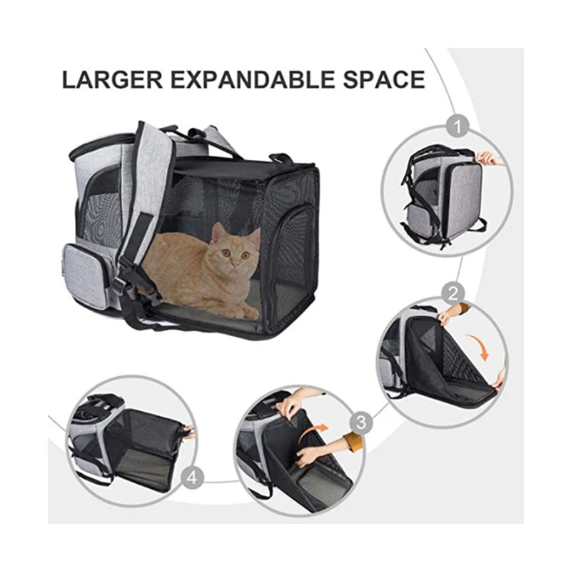 Expandable and Portable Pet Backpack for Cats and Small Dogs