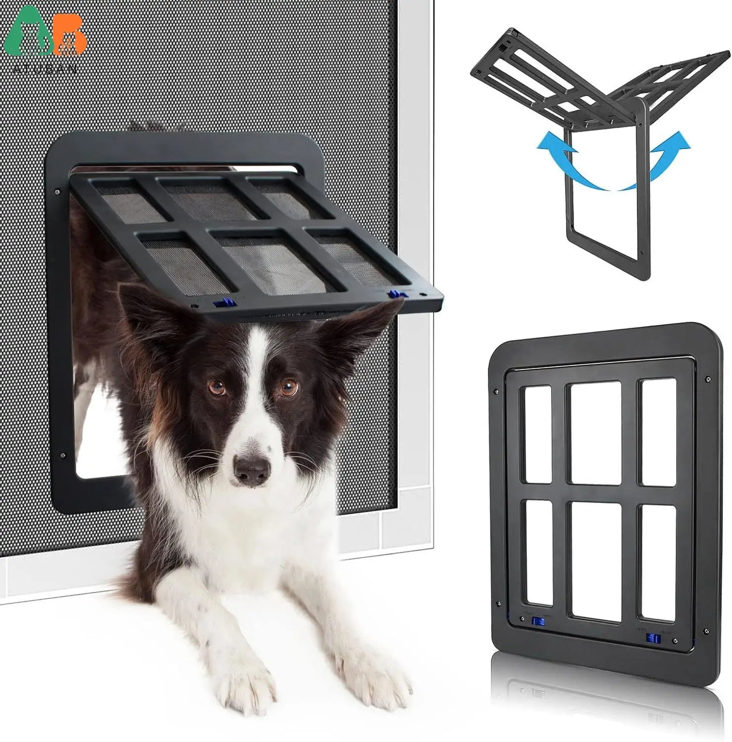 Dog Door for Sliding Door, Lockable Dog Screen Door with Magnetic Closure