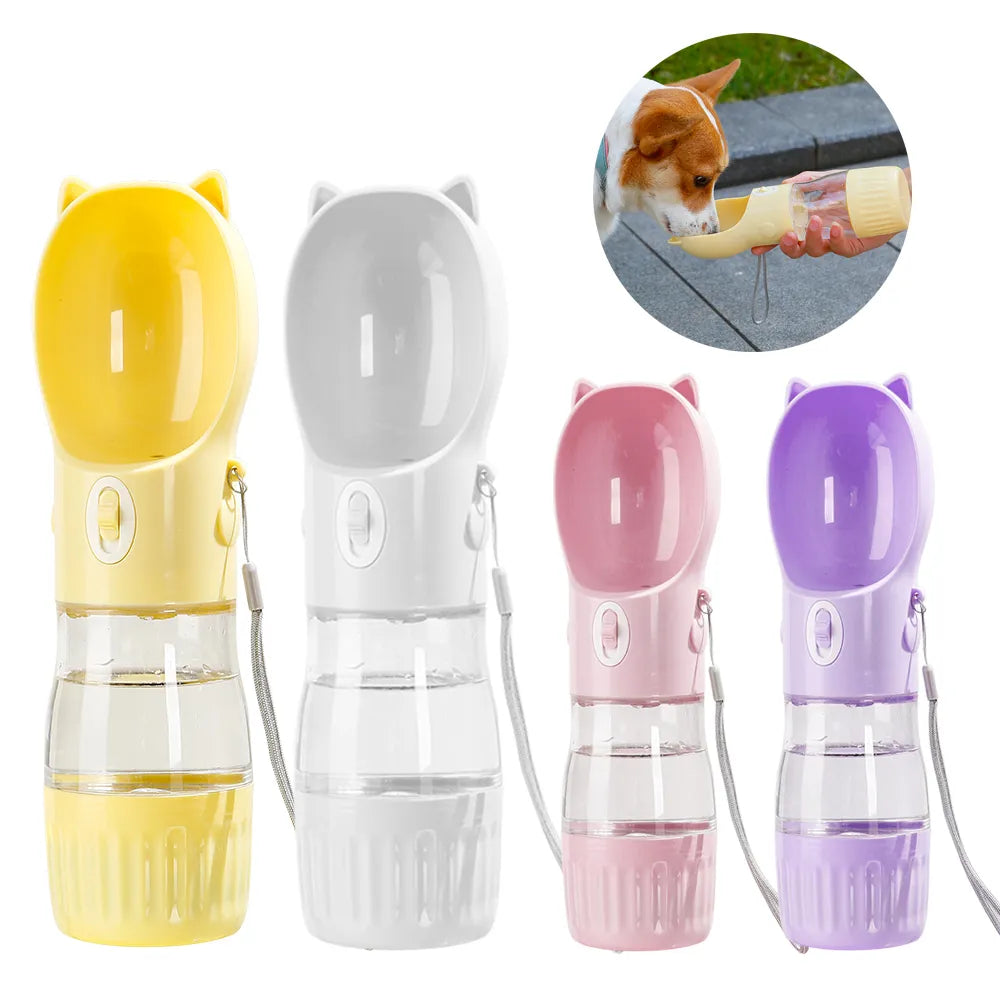 Portable Dog Water Bottle With Food Cup 