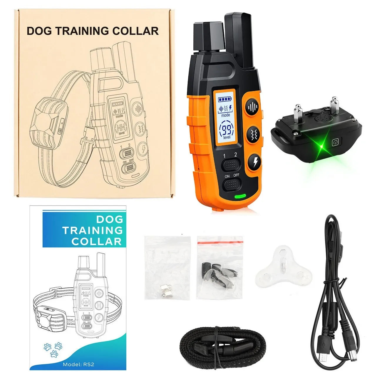 eCollar 3300ft Rechargeable and Waterproof Dog Training Collar with Remote