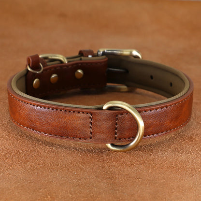 Soft Padded PU Adjustable Leather Dog Collar for Small and Medium Dogs