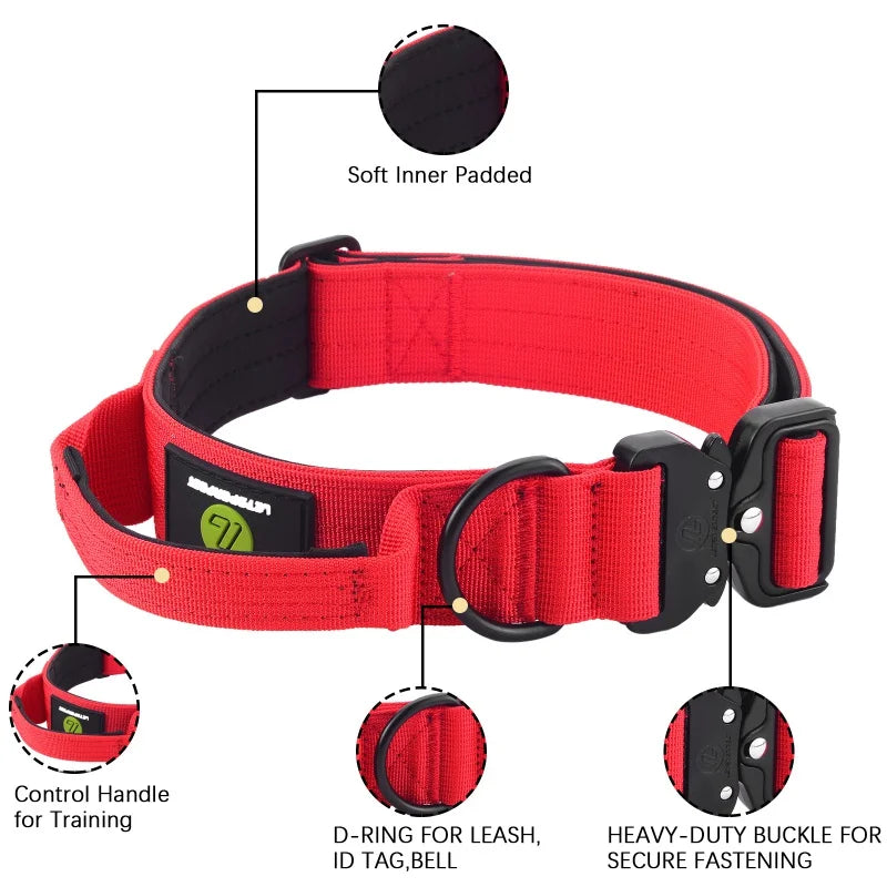 Quick Release Military Traffic Dog Leash with Heavy Duty Nylon Collar