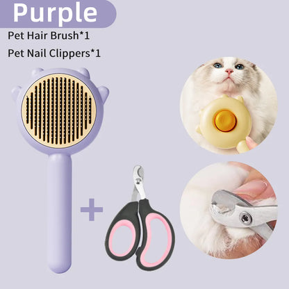 Pet Grooming Needle Brush with Nail Clippers