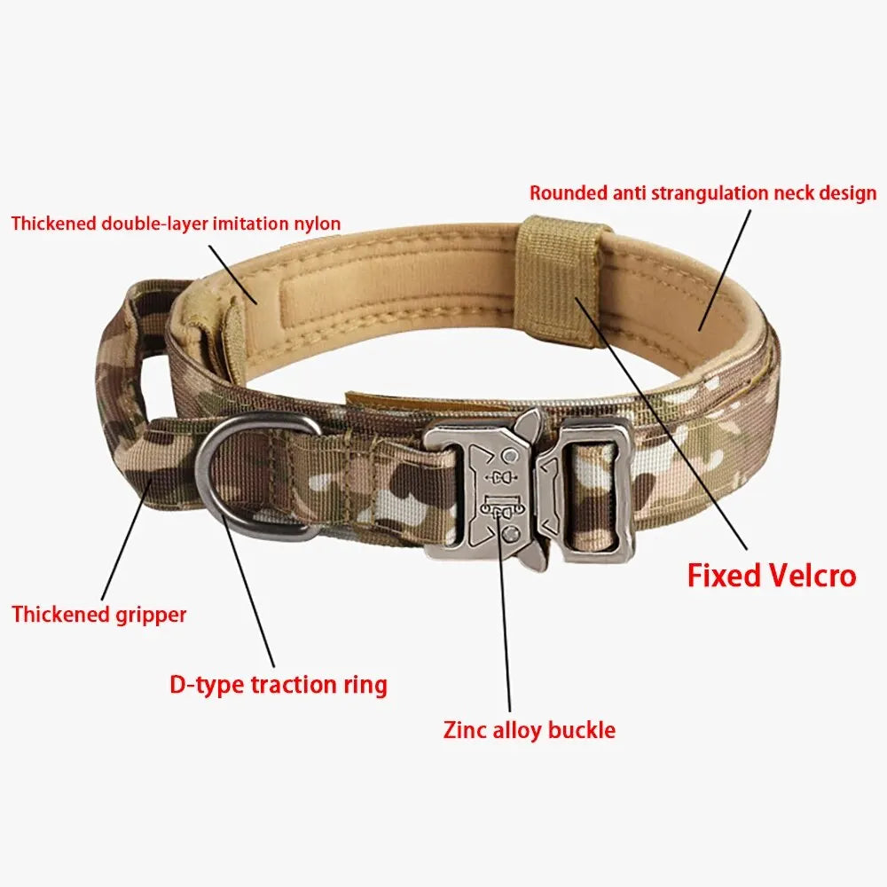 Outdoor Tactical Dog Collar with Metal Buckle