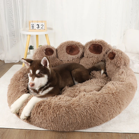 Paw-Shaped Fluffy Pet Bed