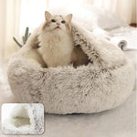 Luxurious Plush Pet Bed with Convertible Cover for Cats and Small Dogs