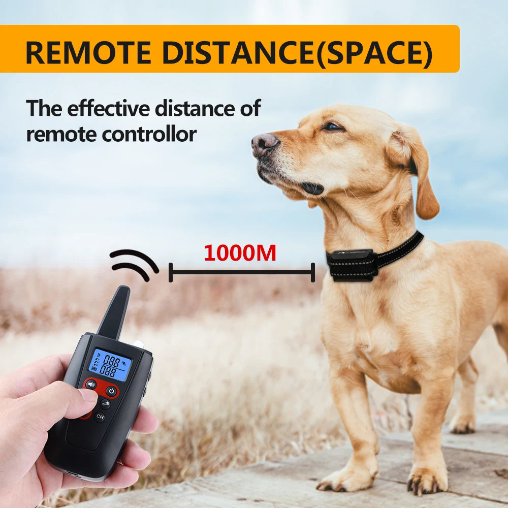 3-Mode Anti-Bark Dog Training Collar with Long-Distance Remote (No Shock Mode)