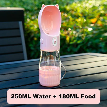 Portable Dog Water Bottle With Food Cup 