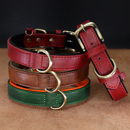 Soft Padded PU Adjustable Leather Dog Collar for Small and Medium Dogs