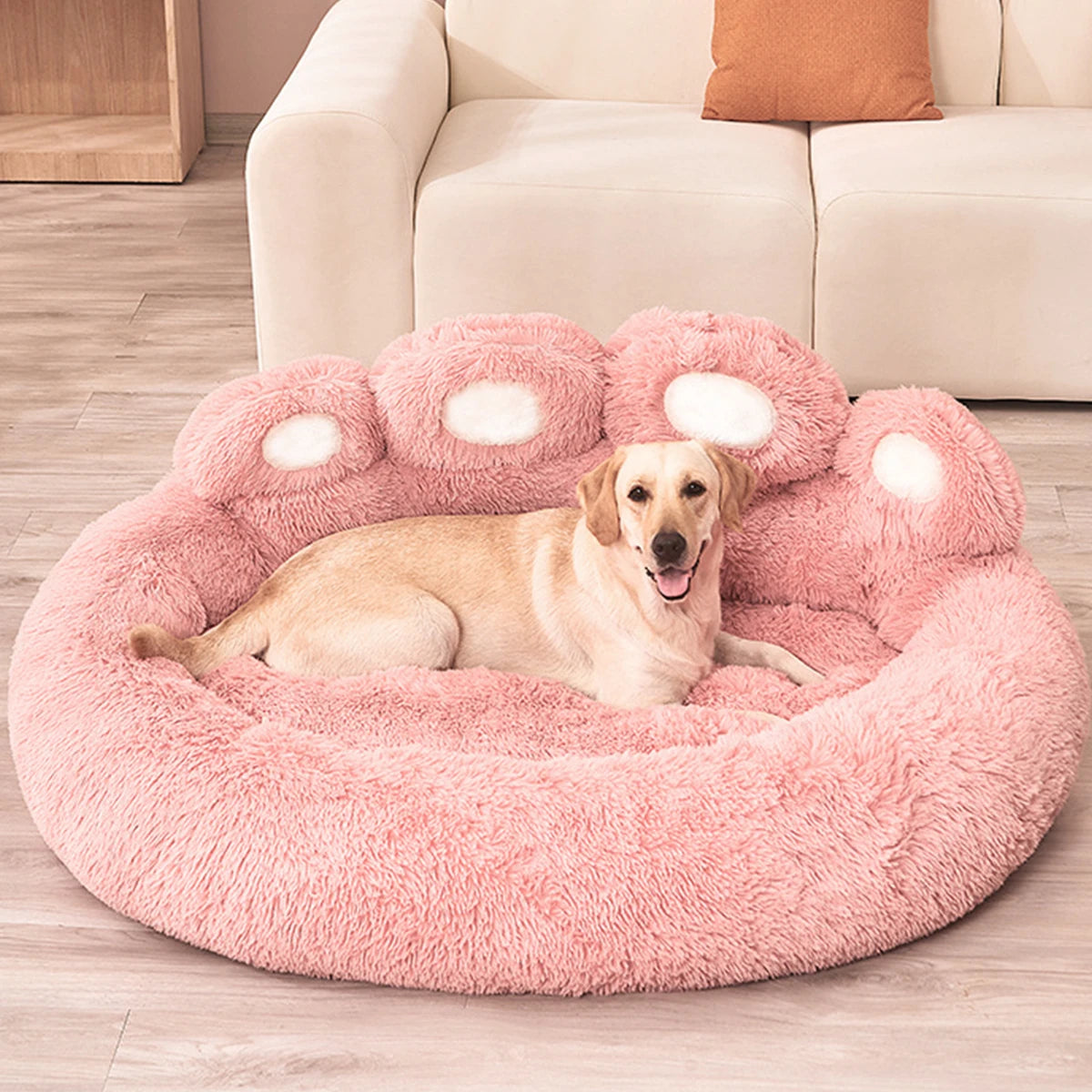 Paw-Shaped Fluffy Pet Bed