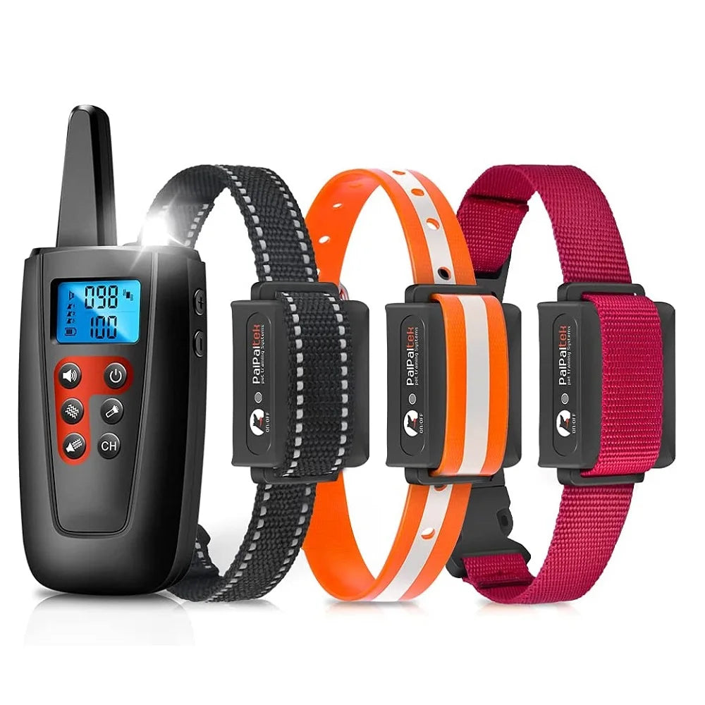 No Shock 3300ft Range Remote Dog Training Collar (3-Collar Pack)