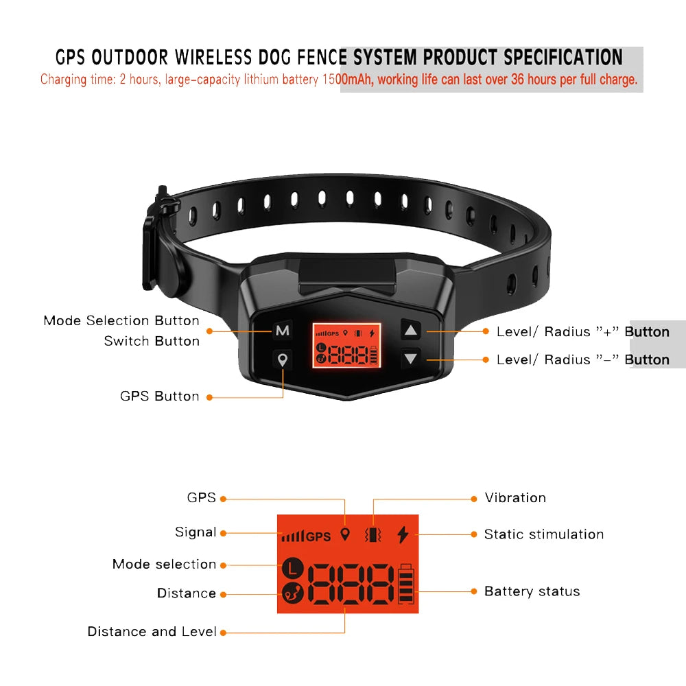 Outdoor GPS Wireless Electronic Dog Fence System  and Training Collar
