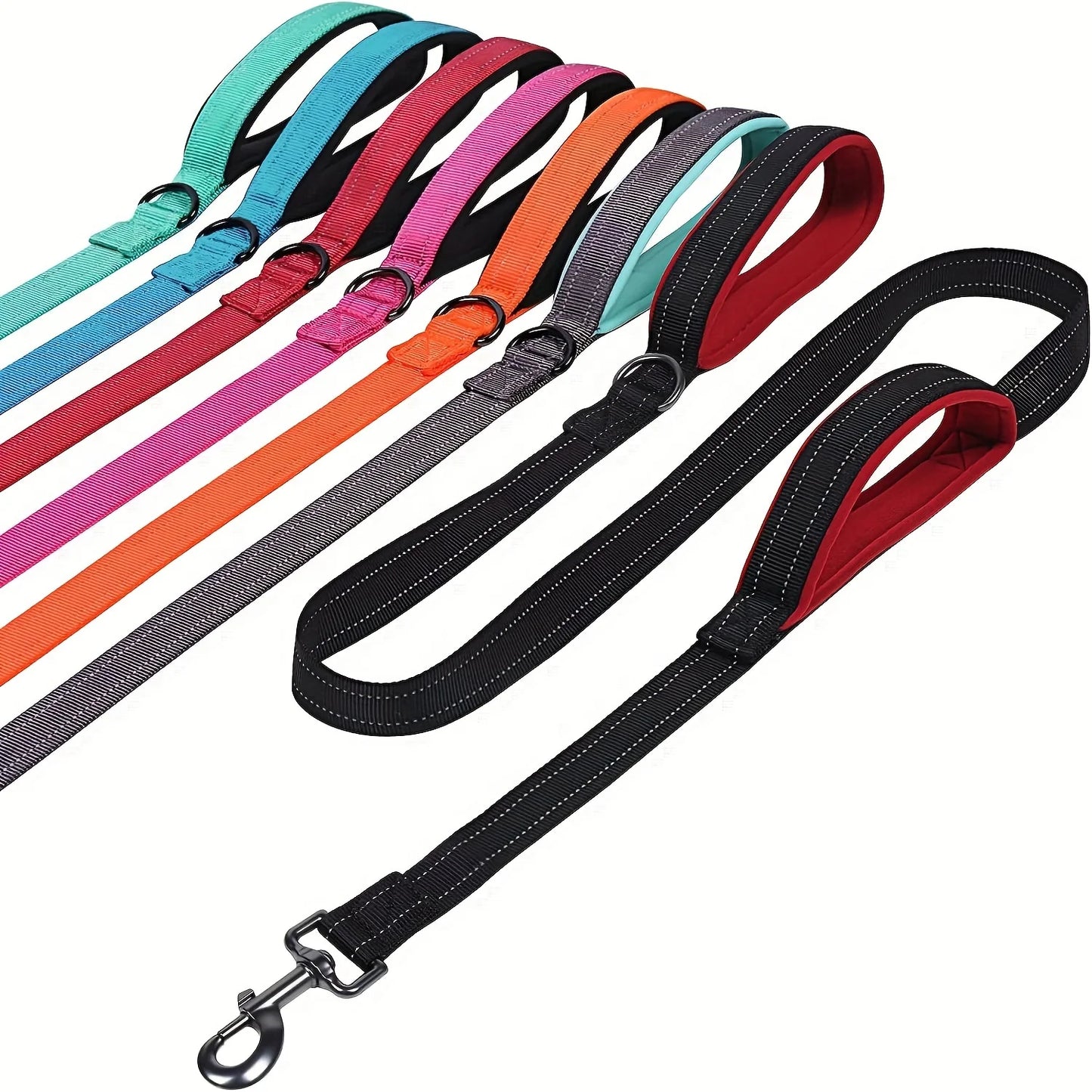 Heavy-Duty Double-Handle Nylon Dog Leash for Training and Control