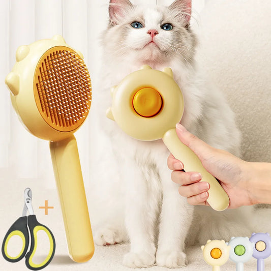 Pet Grooming Needle Brush with Nail Clippers