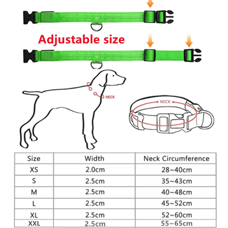 Adjustable LED Luminous Dog Collar