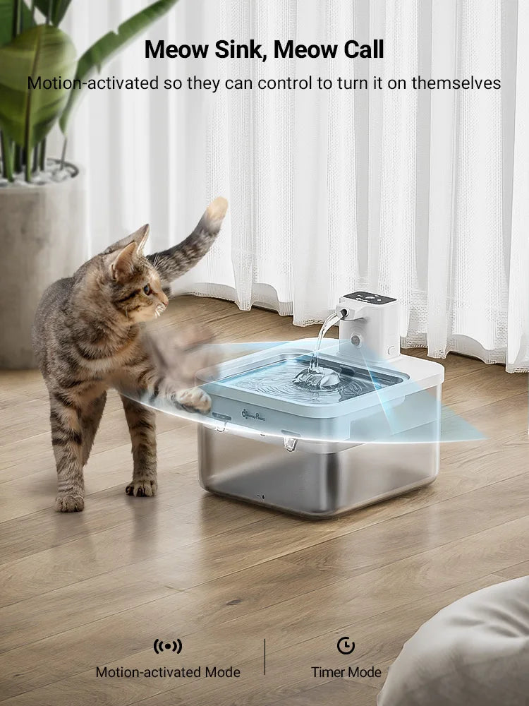 2.5L Automatic Stainless Steel Cat Water Fountain