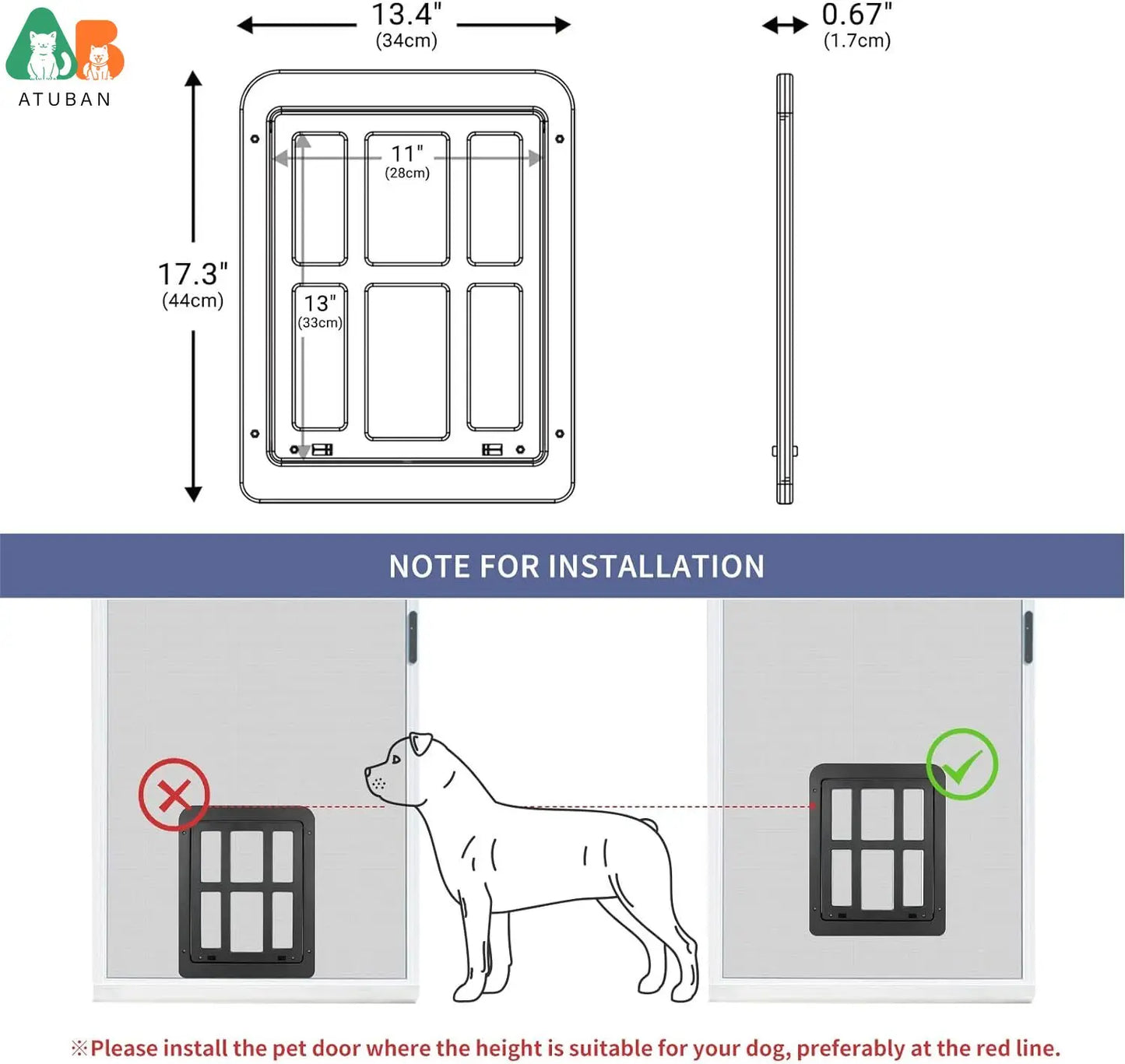 Dog Door for Sliding Door, Lockable Dog Screen Door with Magnetic Closure