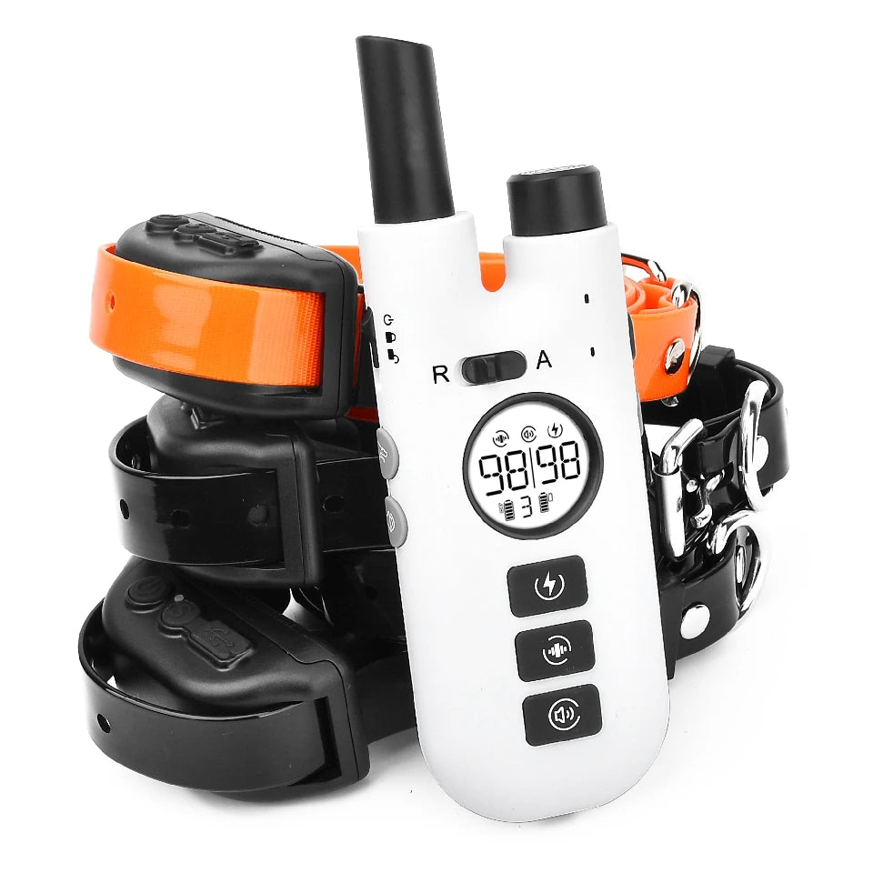 2-in-1 Dog Training and Automatic Bark Control Collar with Remote (3 Collar Pack)