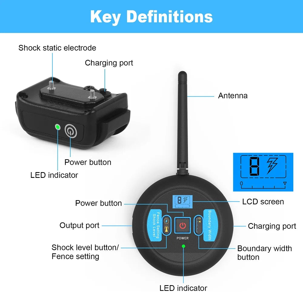 200m Wireless Rechargeable Dog Electric Fence