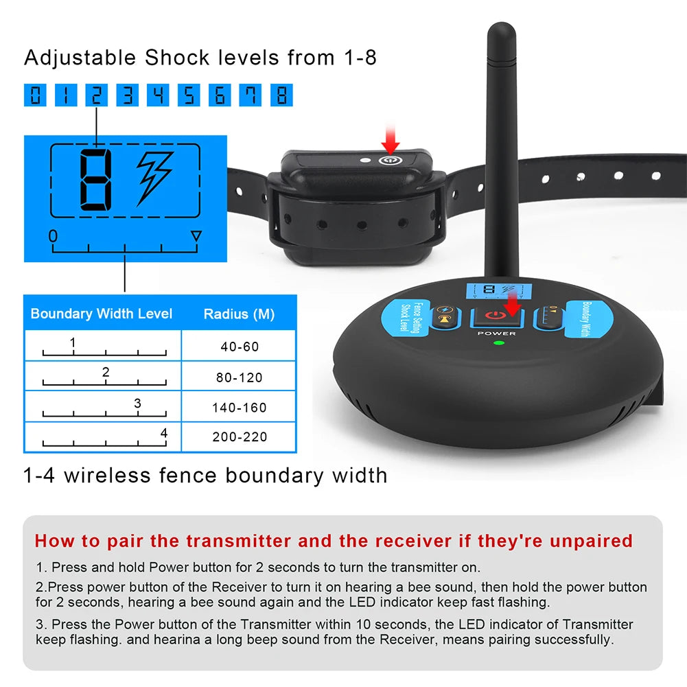 Wireless Invisible Dog Fence with Waterproof Collar