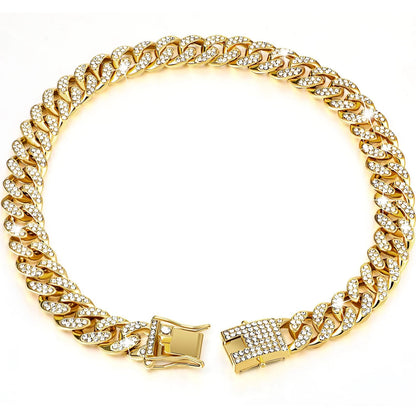 Rhinestone Chain Cuban Dog Collar